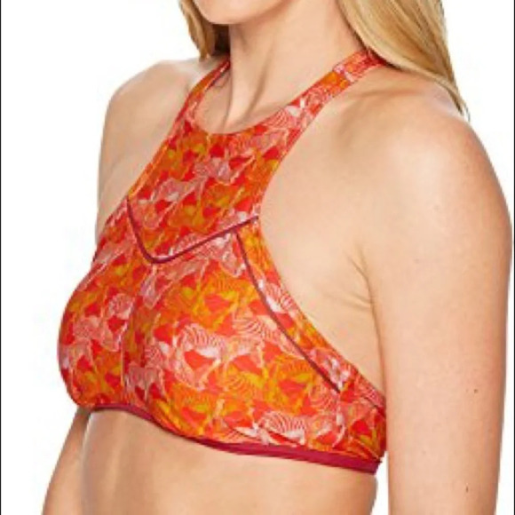 Prana Carmine Pink Safari Azra High Neck Bikini Top Pink Orange Zebra Sm… - Picture 3 of 9